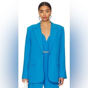 Amanda Uprichard Reggie Oversized Single Button Blazer In Sky Blue Size Small